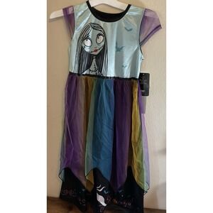 New Disney Sally Girls Halloween Satinet and Tulle Nightgown Blue Size Medium